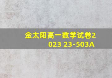 金太阳高一数学试卷2023 23-503A